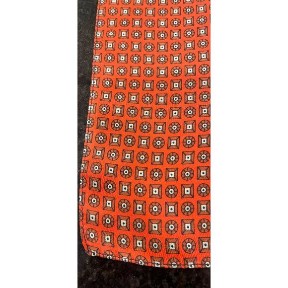 Vtg Men’s 1960″s Pocket Square Scarf Red Blue Geometric All Silk Stunning 24" - Picture 4 of 7